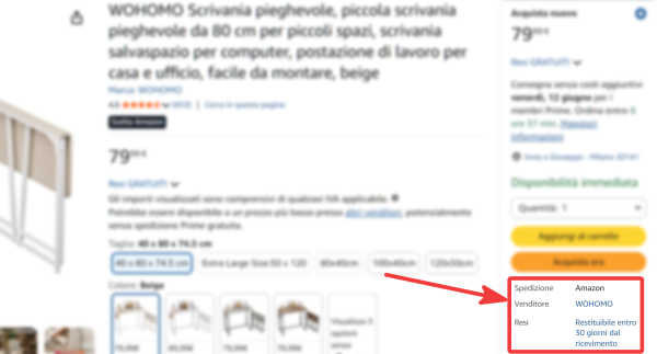 Venduto Da Terzi Spedito Da Amazon (esempio)