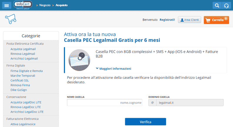 attiva pec gratis 6 mesi legalmail infocert