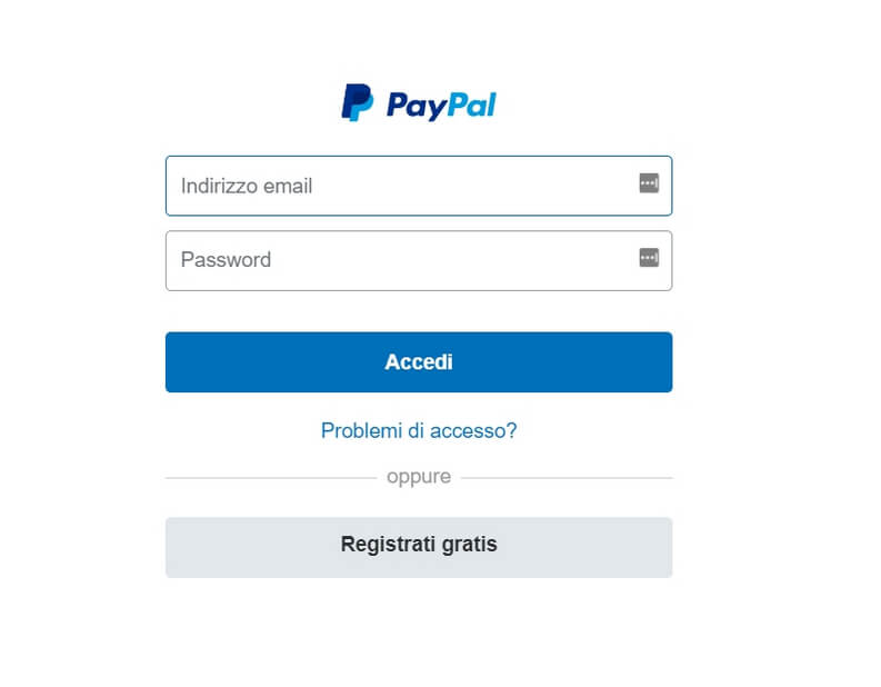 Accesso a Paypal
