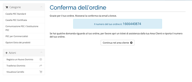 soluzionepec conferma ordine