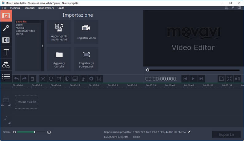 Movavi Video Editor Interfaccia