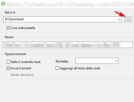 cartella di download dei file torrent