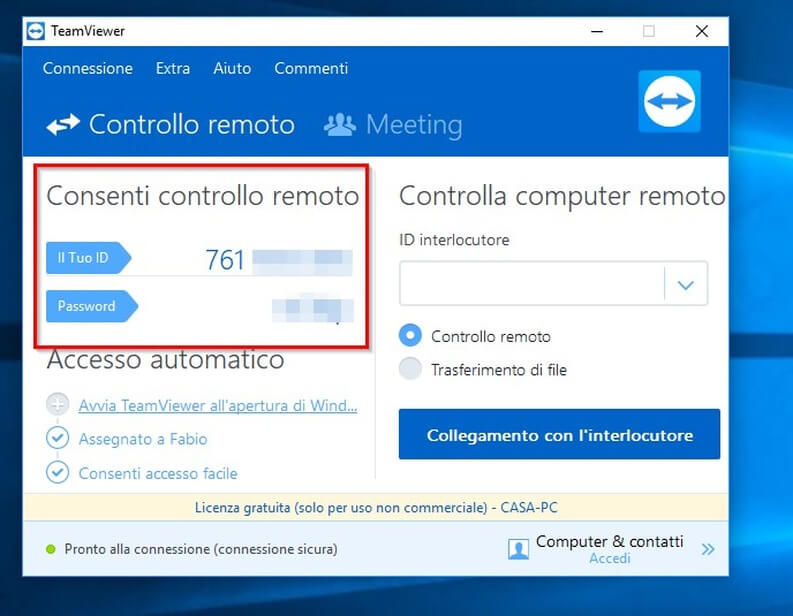 Password e ID TeamViewer