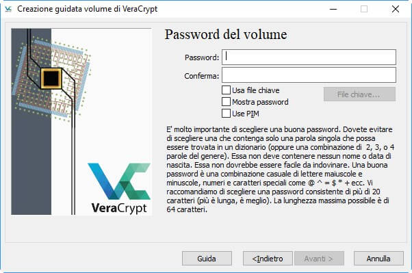 password del volume