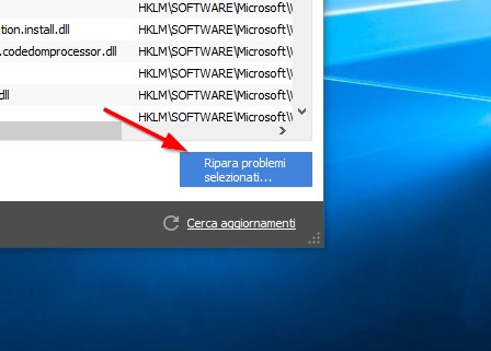 CCleaner ripara problemi registro