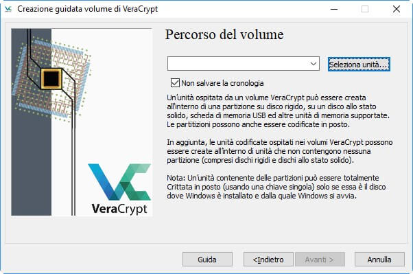 creazione di un volume veracrypt