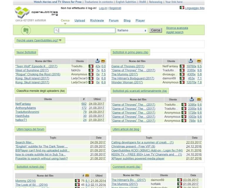 download dei sottotitoli da italiansubs