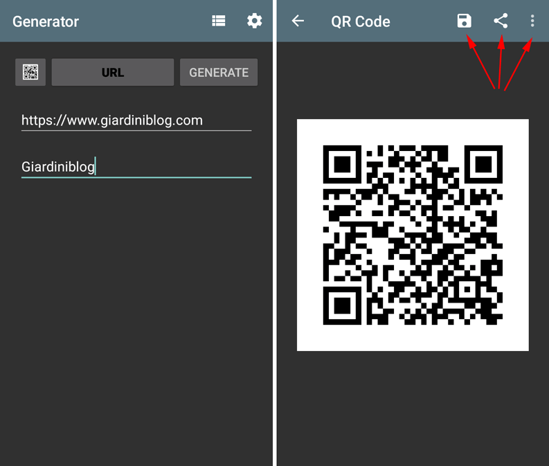 esempio url per qr code