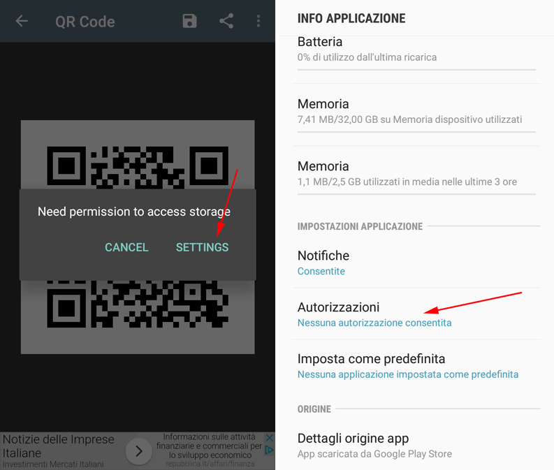 info su qr code android