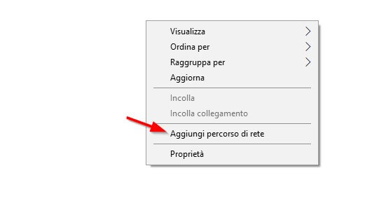 windows aggiungi percorso di rete