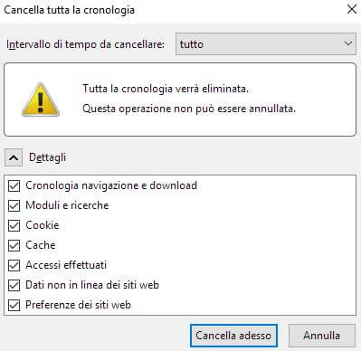 come cancellare la cronologia di google con firefox