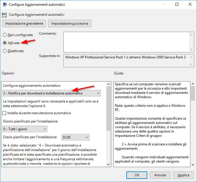 notifica per download e installazione automatica