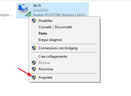 proprietà connessione wifi