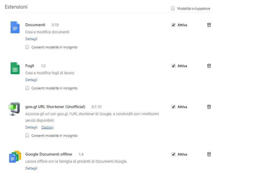 disattivare estensioni Chrome