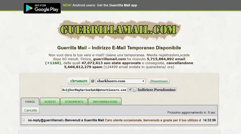 Email Temporenea usando Guerrillamail