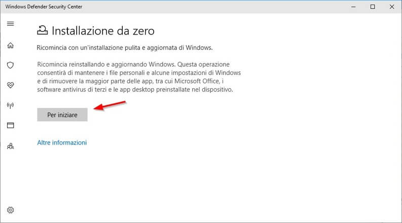 installazione pulita di Windows