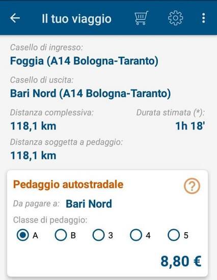 informazioni applicazione pedaggio autostradale