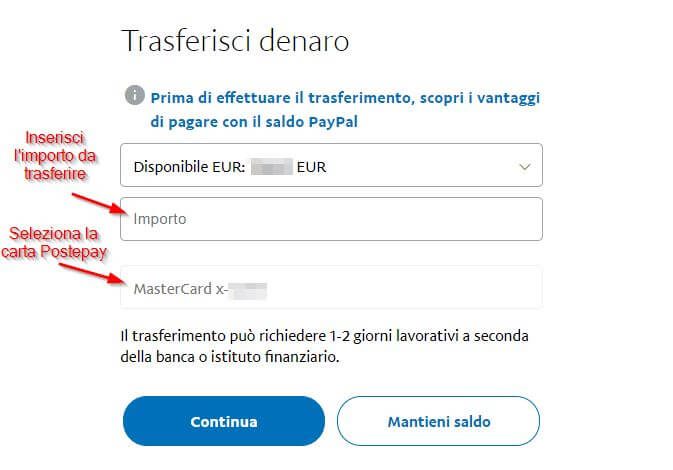 trasferimento soldi da Paypal a Postepay