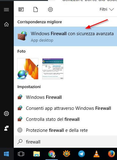 modificare regole firewall windows