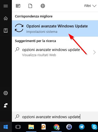 opzioni avanzate per gli update