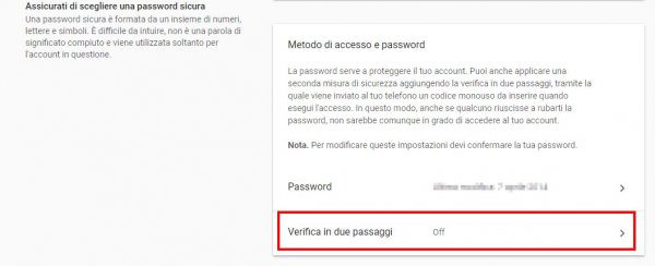 accesso e sicurezza google