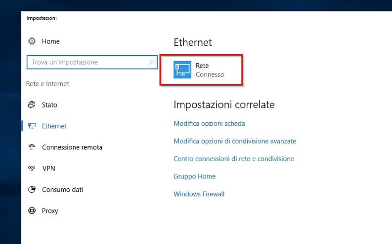 indirizzo ip privato windows 10