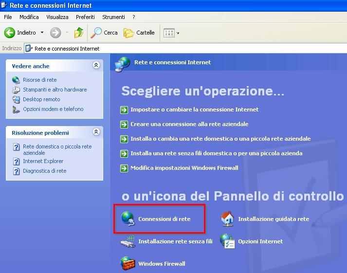 indirizzo ip privato windows xp