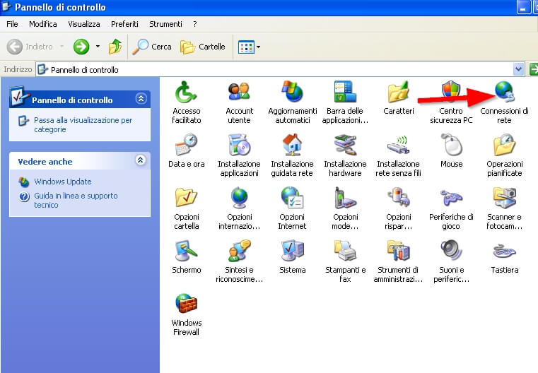 indirizzo ip privato windows xp