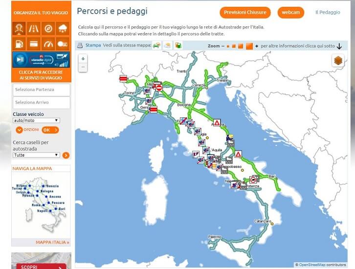 calcolare il pedaggio autostradalae tramite sito web