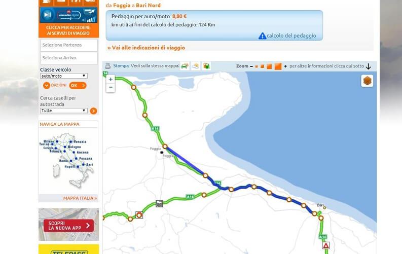 Informazioni pedaggio Autostrade tramite browser