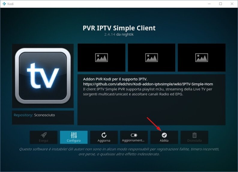 abilita iptv Kodi