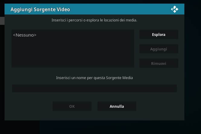 aggiunta risorsa di rete Kodi