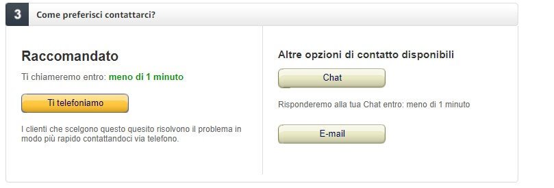 contattare l'assistenza clienti amazon