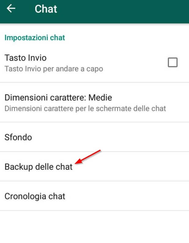 backup delle chat di whatsapp