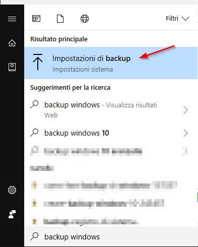 impostazioni di backup