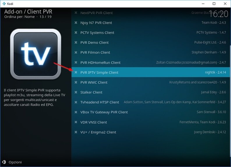 client iptv Kodi