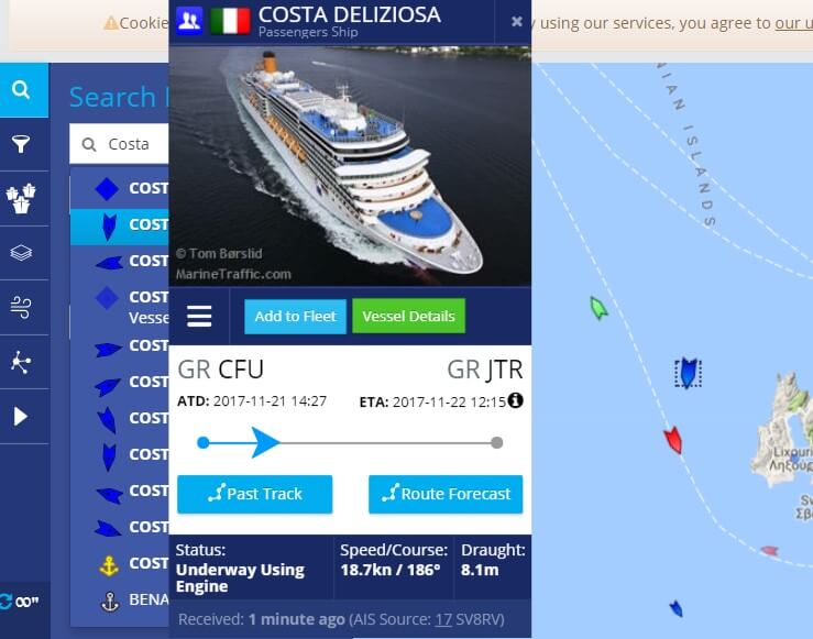 navigazione nave MarineTraffic