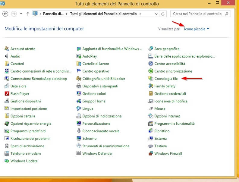 cronologia file di windows 8.1