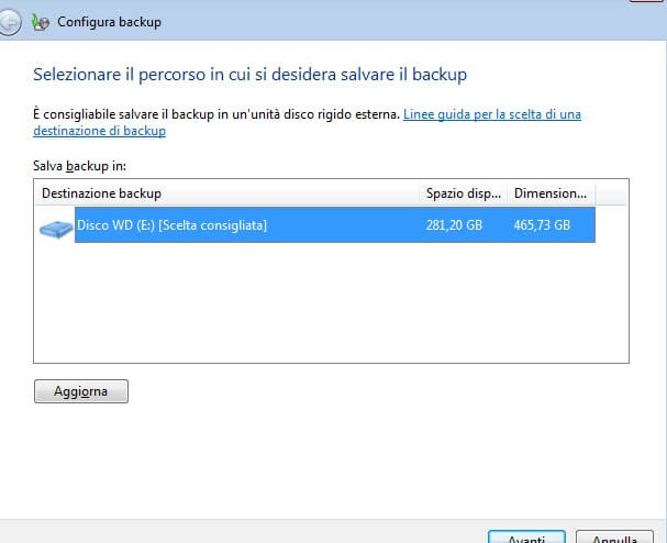 il backup di windows 7 parte 3