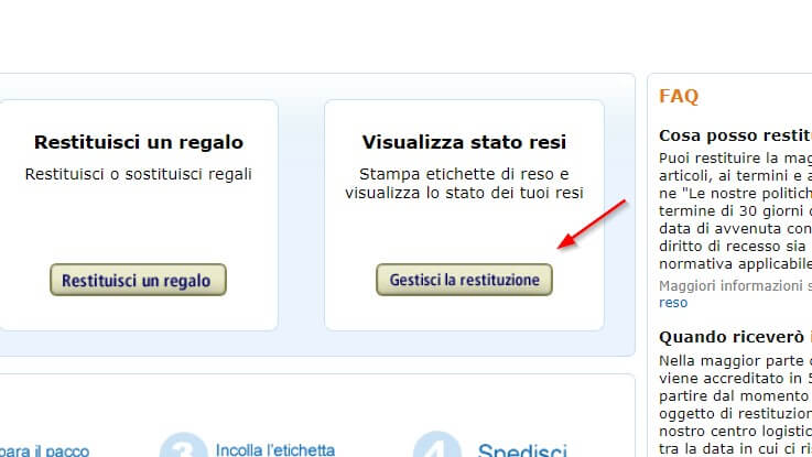 RESO : GUIDA PER RESTITUIRE UN PRODOTTO