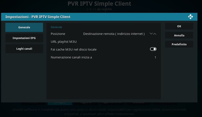 inserisci link iptv Kodi