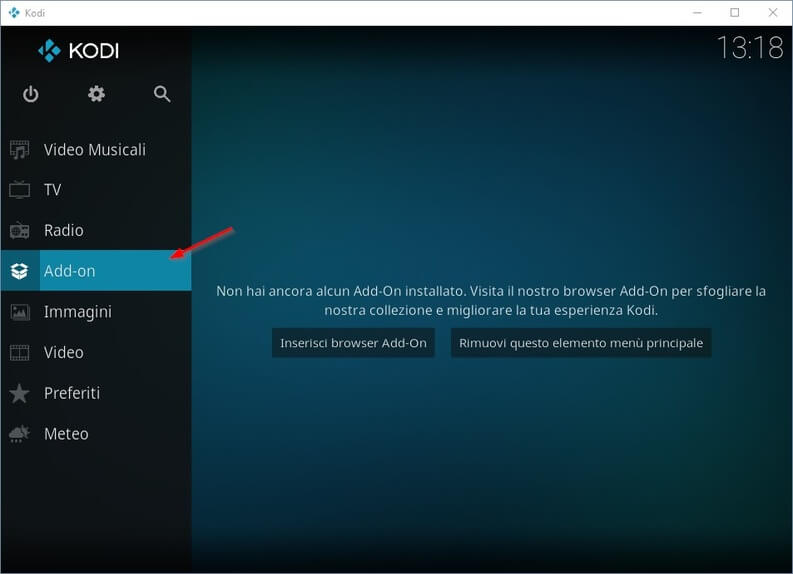 menu add-on Kodi