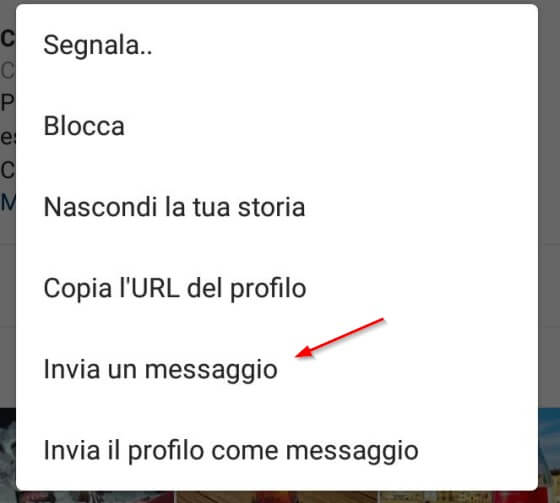 Inviare un messaggio con instagram