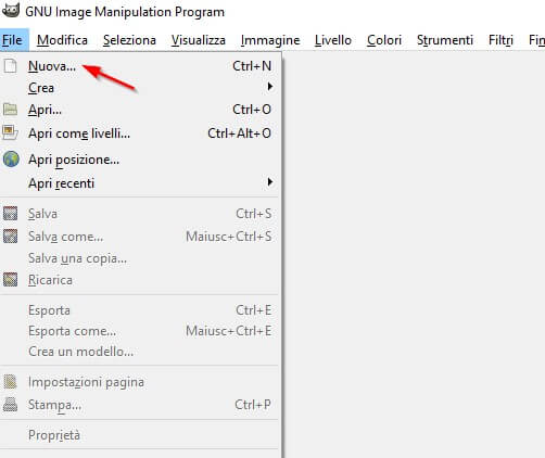 creare nuova immagine con GIMP