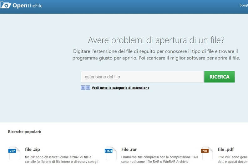 conoscere estensione file con OpenTheFile