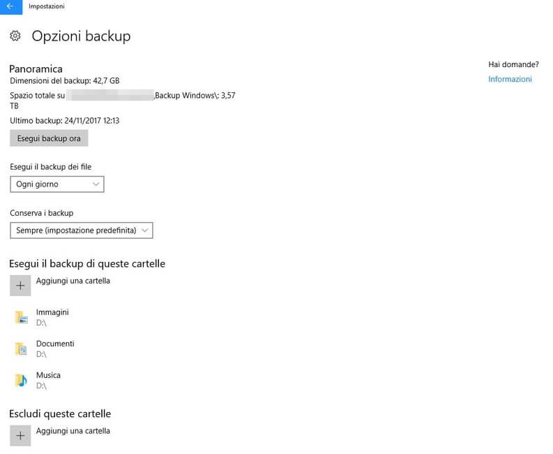 Backup di windows