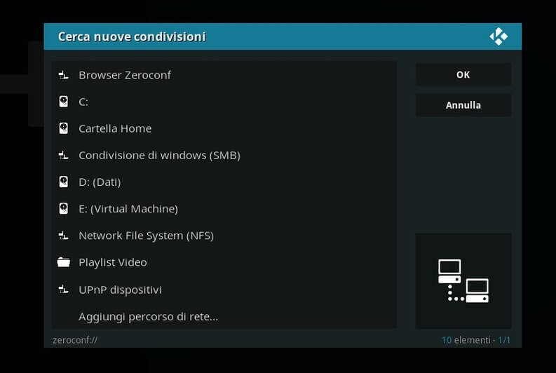 risorse di rete Kodi