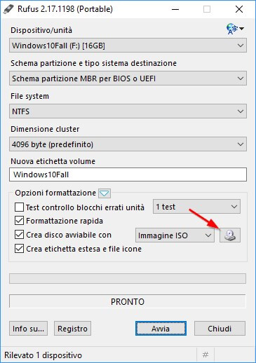 Creare un DVD o una chiavetta USB con Windows 10 con rufus