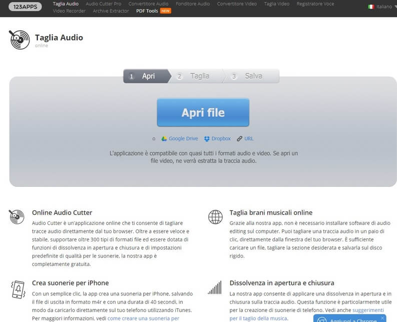 taglio mp3 online con Mp3Cut.net