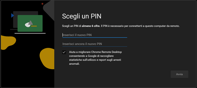 Scelta Del Pin Su Chrome Remote Desktop